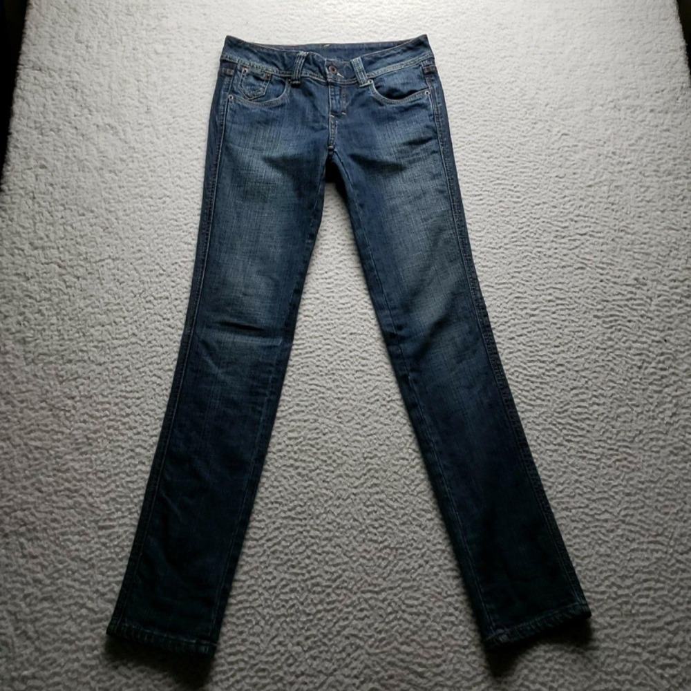 School Of Women Jeans Womens 27 Blue Medium Wash Straight Slim Stretch Denim